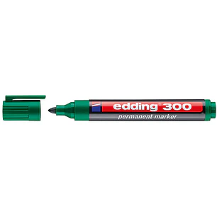 Edding 300 Rotulador Permanente - Punta Redonda - Trazo entre 1.5 y 3 mm. - Tinta Casi Inodora - Capuchon con Clip - Secado Rapido - Color Verde