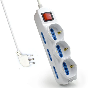 Ewent Regleta con 9 Tomas - 6 Tomas L + 3 Tomas L/F (Schuko) - Interruptor On/Off - Proteccion contra Sobretensiones - Enchufe Italiano Plano en Angul