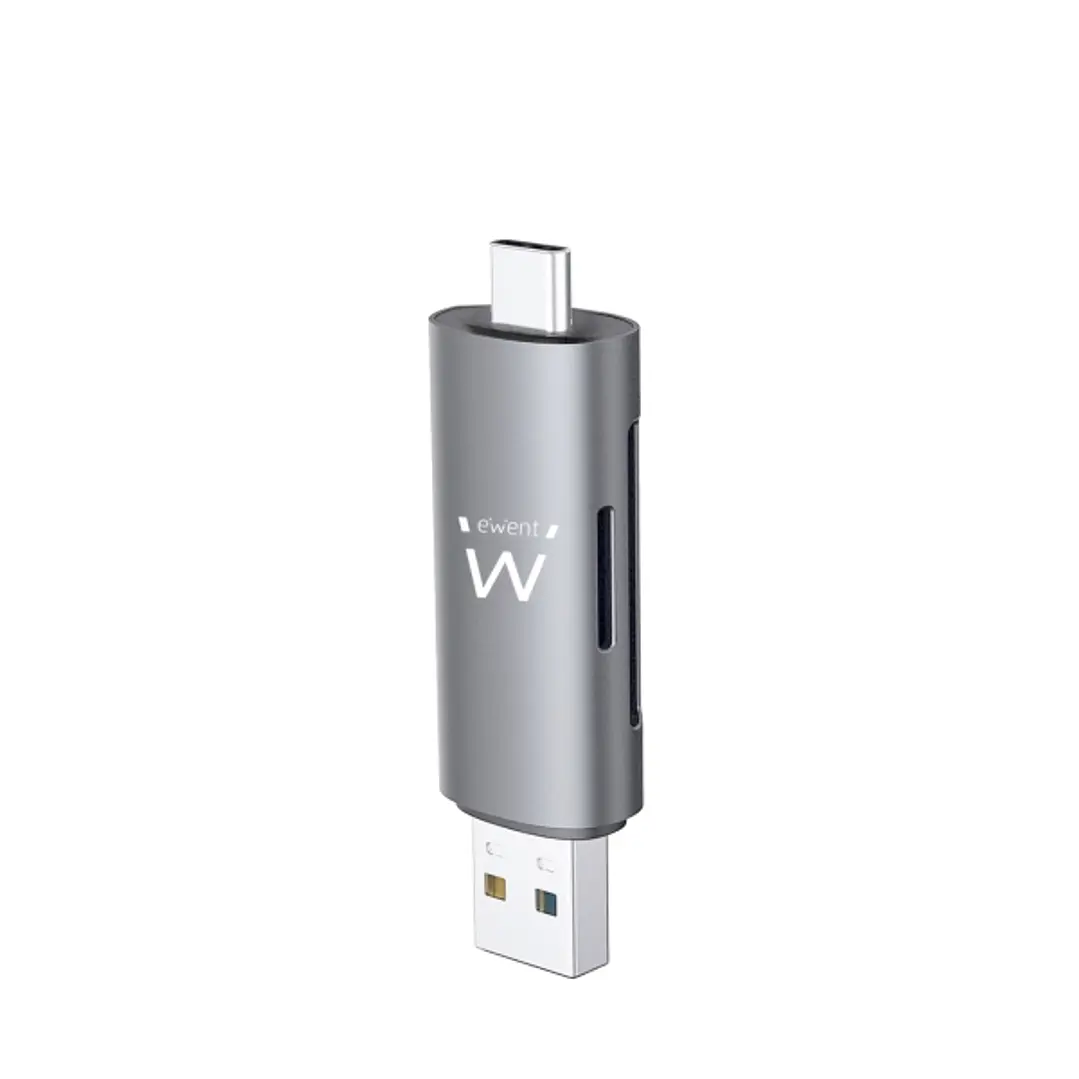 Ewent EW1075 Lector de Tarjetas Compacto USB 3.2 Gen1 (USB 3.0) con Conector USB C y USB A 1