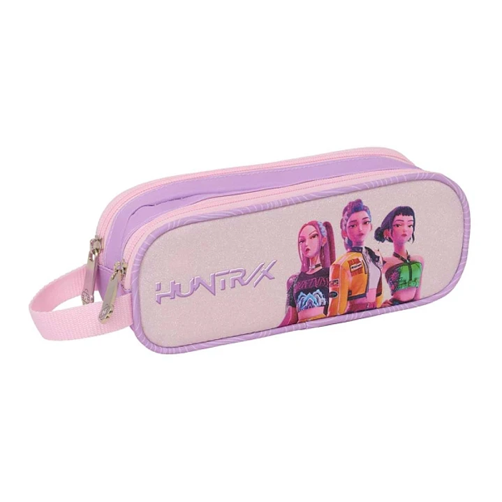 Safta K-Pop Demon Hunters Iconic Portatodo - 2 Compartimentos con Cremallera - Asa Lateral - Capacidad 1L - 21x8x6cm - Color Lavanda 1