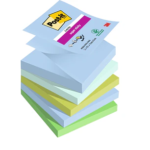 Post-It Super Sticky Pack de 5 Blocs de 90 Notas Adhesivas Reposicionables - Forma Cuadrada - 76x76mm - en Zig-Zag - Colores Surtidos