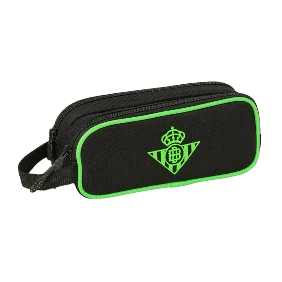Safta Real Betis Balompie Portatodo - 2 Compartimentos con Cremallera - Asa Lateral - Capacidad 1L - 21x8x6cm - Color Negro y Verde 1