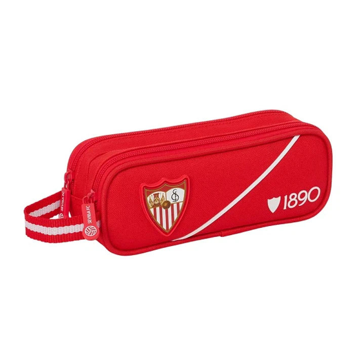 Safta Sevilla FC Portatodo - 2 Compartimentos con Cremallera - Asa Lateral - Capacidad 1L - 21x8x6cm - Color Rojo 1