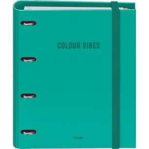 Dohe Colour Vibes Carpeta de 4 Anillas Mixtas de 35mm Recambio 100 Hojas Cuadricula 5mm - Formato A4 - Cierre con Goma - Incluye 4 Separadores y Sobre