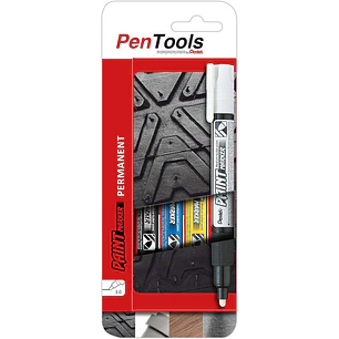 Pentel PenTools Pack de 4 Rotuladores Permanentes Paint Marker - Punta Conica 4.6mm - Trazo 3mm - Impermeable, Resistente a la Luz - Secado Rapido - C