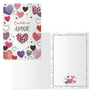 Dohe Pack de 6 Tarjetas de Felicitacion de San Valentin - 11.5x17cm - Impresas a Todo Color - Estampaciones con Pelicula de Color - Estampacion en Sec