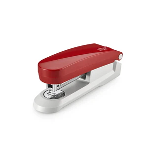 Novus Evolution E 20 Grapadora de Sobremesa + Caja de 200 Grapas 24/6 - Hasta 20 Hojas - Grapado Cerrado, Abierto y Clavado - Color Rojo/Gris Claro