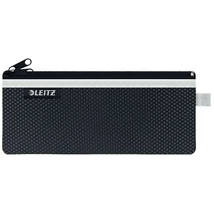 Leitz WOW Bolsa Porta-Todo Mediana 2 Compartimentos - Tamaño 85x6x210mm - Lavable y Duradera - Cierre de Cremallera - Color Negro