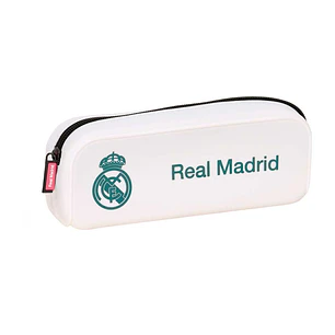 Safta Real Madrid Equipacion 26/27 Portatodo Cuadrado - Silicona - Cremallera - 18.5x7.5x5.5cm - Color Blanco