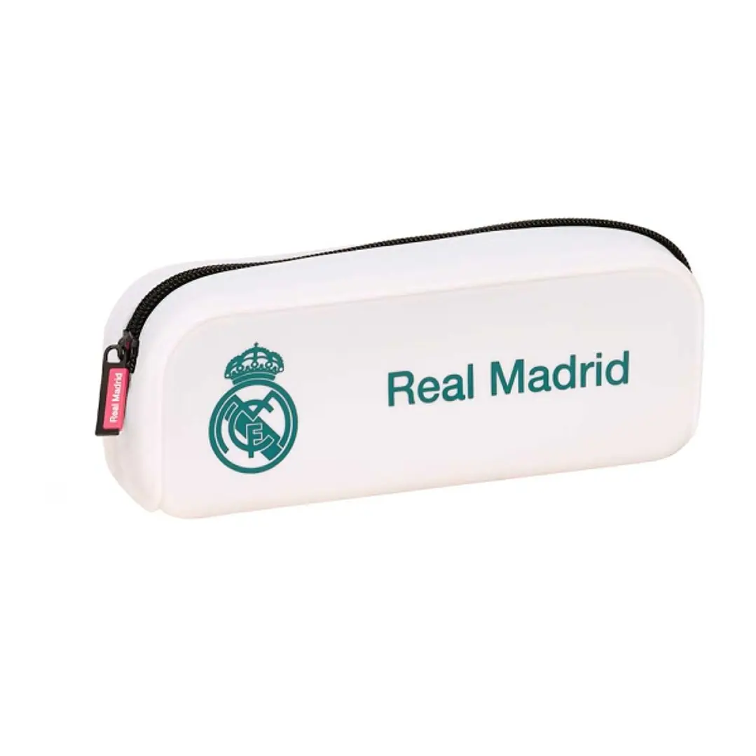 Safta Real Madrid Equipacion 26/27 Portatodo Cuadrado - Silicona - Cremallera - 18.5x7.5x5.5cm - Color Blanco 1