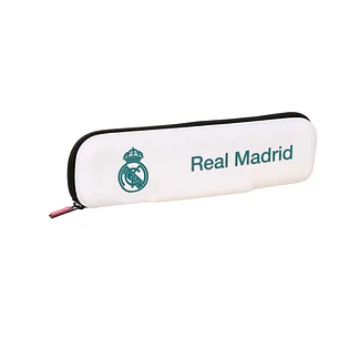 Safta Real Madrid Equipacion 26/27 Portatodo Estrecho - Silicona - Cremallera - 20x5.5x2cm - Color Blanco