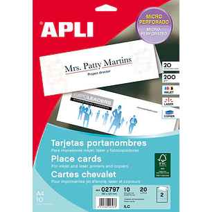 Apli Tarjetas Portanombres Microperforadas 200g 10 Hojas