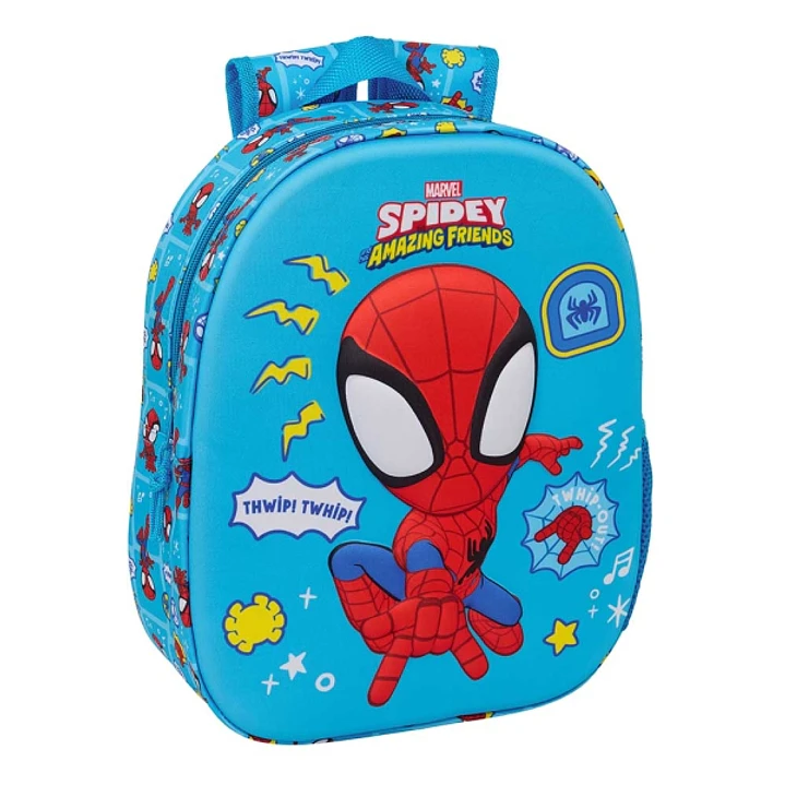 Safta Spidey Mochila 3D - Portabotellas - Hombreras Acolchadas - Asa de Mano Superior - 27x33x10cm - Color Azul 1