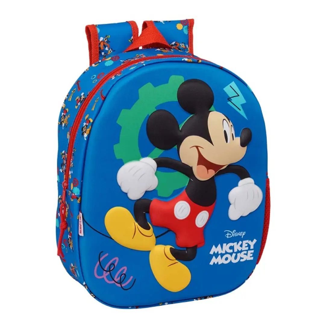 Safta Mickey Mouse Mochila 3D - Portabotellas - Hombreras Acolchadas - Asa de Mano Superior - 27x33x10cm - Color Azul Oscuro 1
