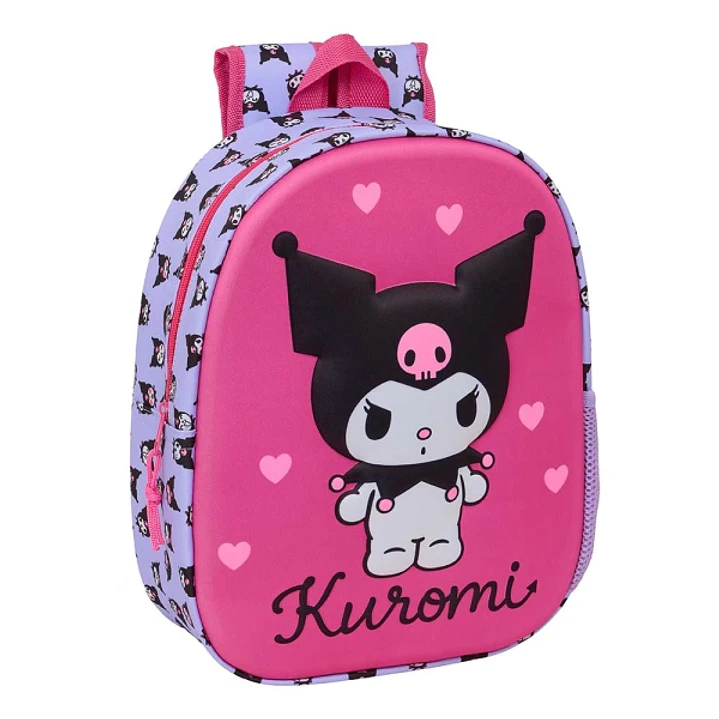 Safta Kuromi Mochila 3D - Portabotellas - Hombreras Acolchadas - Asa de Mano Superior - 27x33x10cm - Color Magenta 1