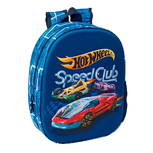 Safta Hot Wheels Mochila 3D - Portabotellas - Hombreras Acolchadas - Asa de Mano Superior - 27x33x10cm - Color Azul Marino