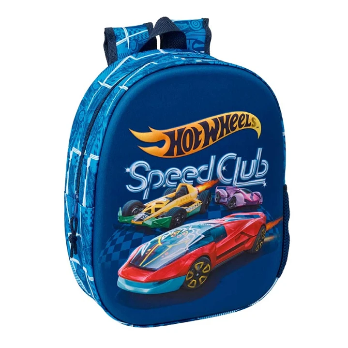Safta Hot Wheels Mochila 3D - Portabotellas - Hombreras Acolchadas - Asa de Mano Superior - 27x33x10cm - Color Azul Marino 1