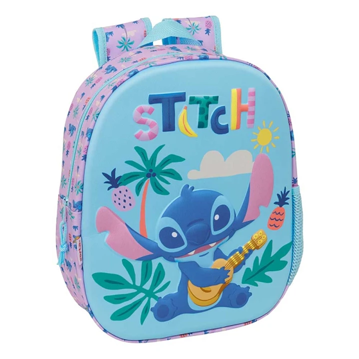 Safta Stitch Mochila 3D - Portabotellas - Hombreras Acolchadas - Asa de Mano Superior - 27x33x10cm - Color Azul Pastel 1
