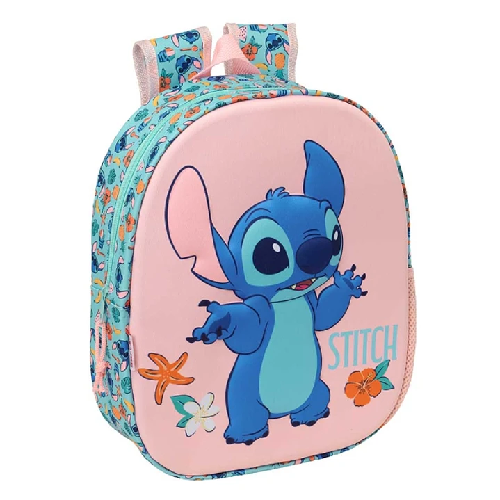 Safta Stitch Mochila 3D - Portabotellas - Hombreras Acolchadas - Asa de Mano Superior - 27x33x10cm - Color Rosa 1