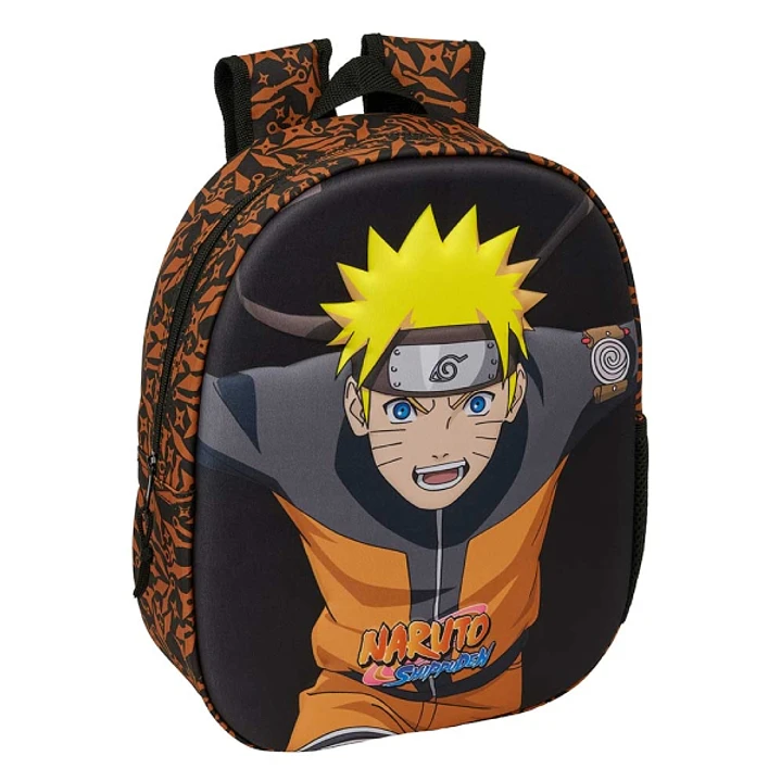 Safta Naruto Mochila 3D - Portabotellas - Hombreras Acolchadas - Asa de Mano Superior - 27x33x10cm - Color Negro y Naranja 1
