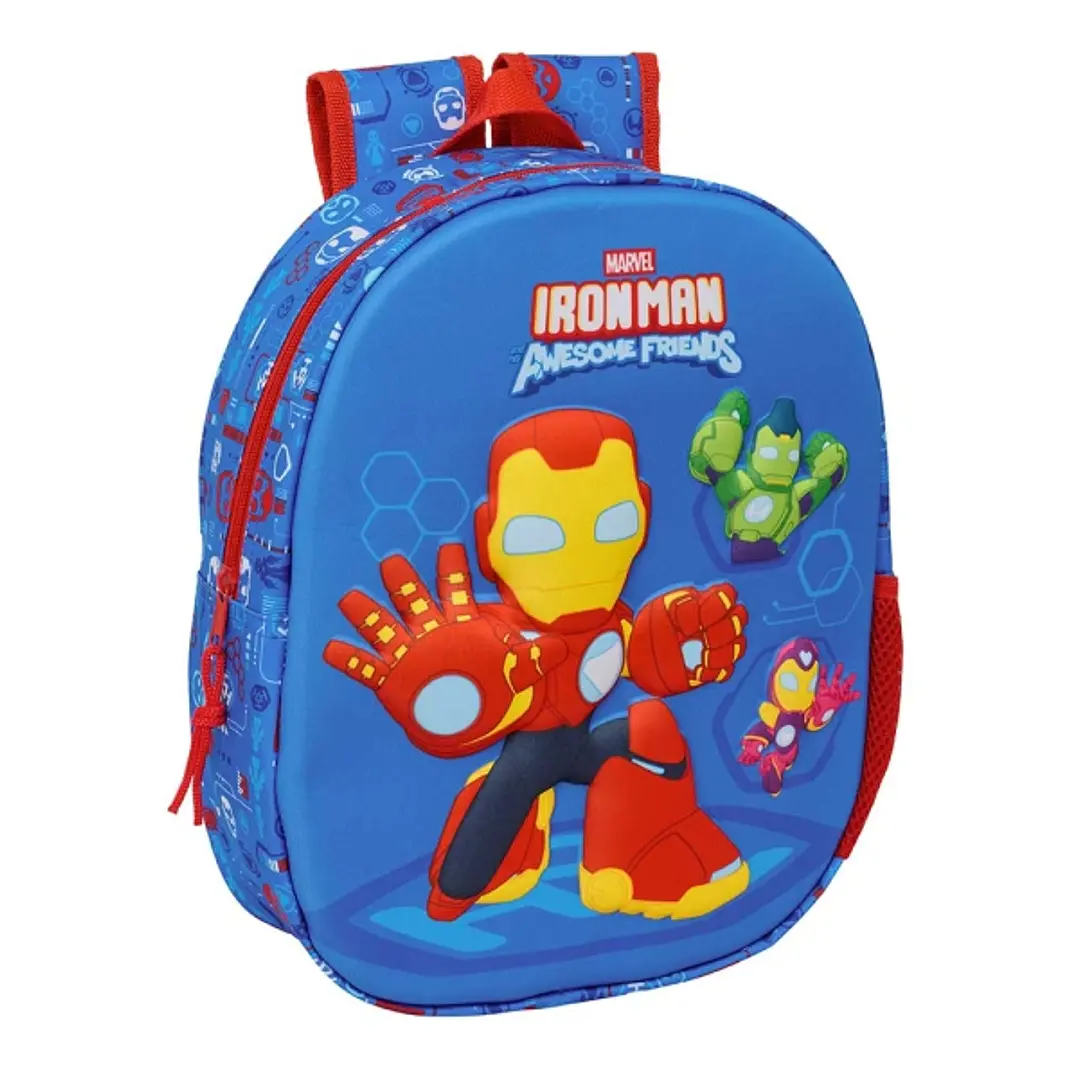Safta Iron Man Mochila 3D - Portabotellas - Hombreras Acolchadas - Asa de Mano Superior - 27x33x10cm - Color Azul Oscuro 1
