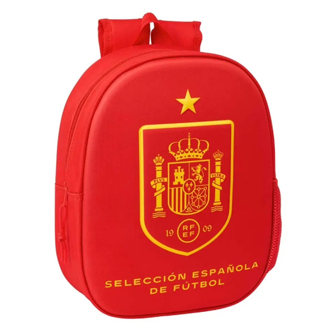 Safta Seleccion Espanola de Futbol Mochila 3D - Portabotellas - Hombreras Acolchadas - Asa de Mano Superior - 27x33x10cm - Color Rojo 1