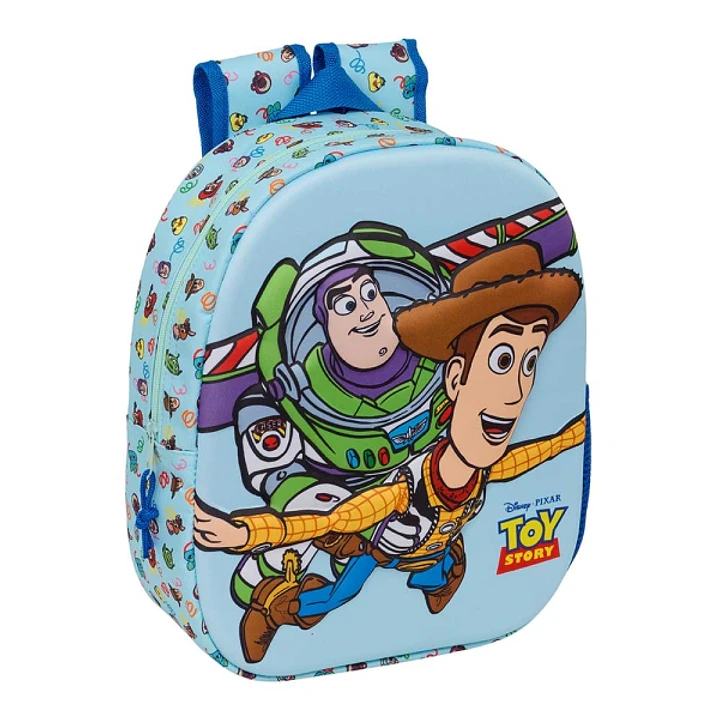 Safta Toy Story Mochila 3D - Portabotellas - Hombreras Acolchadas - Asa de Mano Superior - 27x33x10cm - Color Azul Pastel 1