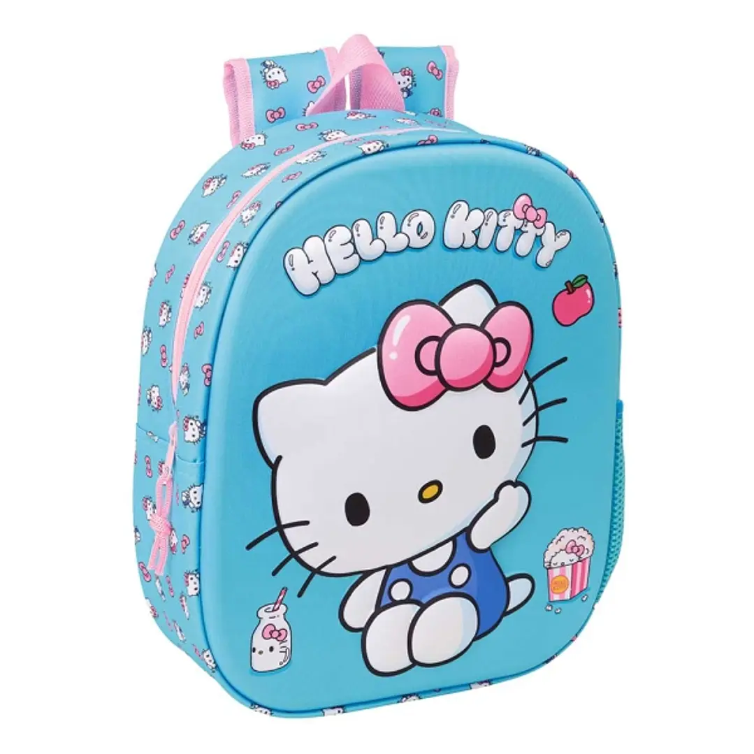Safta Hello Kitty Mochila 3D - Portabotellas - Hombreras Acolchadas - Asa de Mano Superior - 27x33x10cm - Color Azul Claro 1