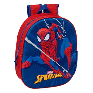 Safta Spider-Man Mochila 3D - Portabotellas - Hombreras Acolchadas - Asa de Mano Superior - 27x33x10cm - Color Rojo y Azul