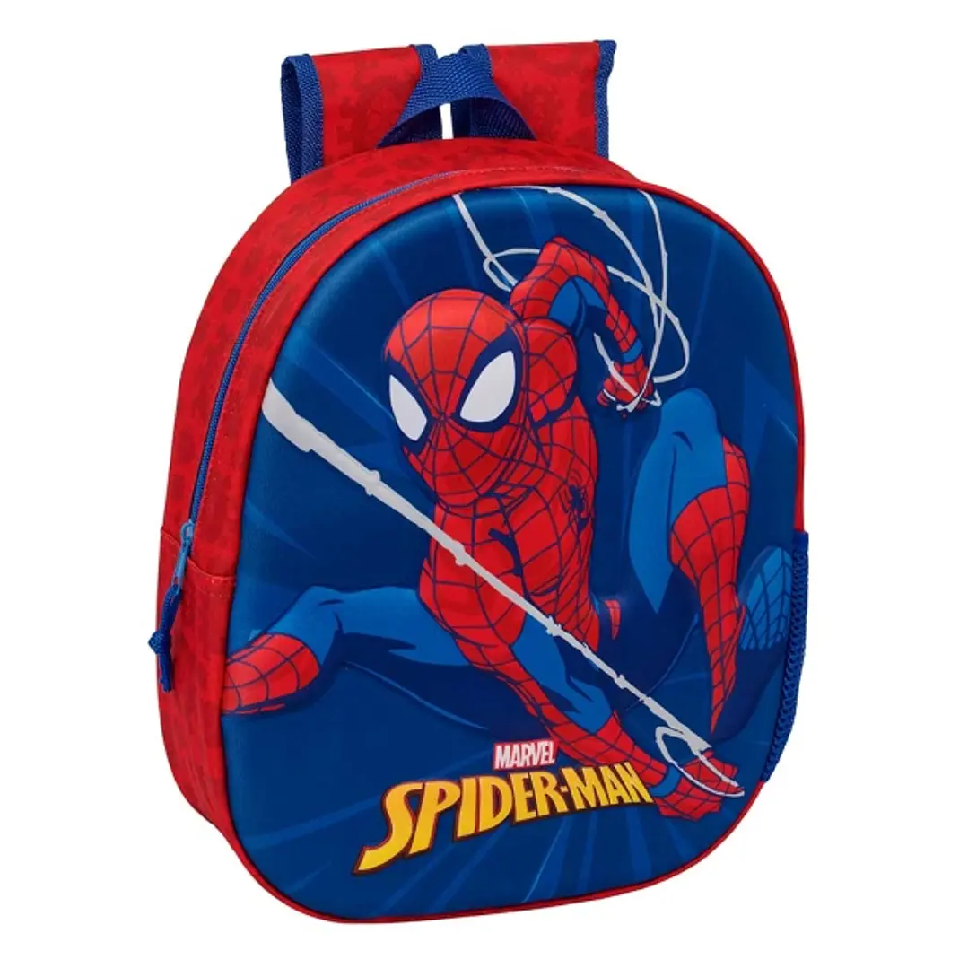 Safta Spider-Man Mochila 3D - Portabotellas - Hombreras Acolchadas - Asa de Mano Superior - 27x33x10cm - Color Rojo y Azul 1
