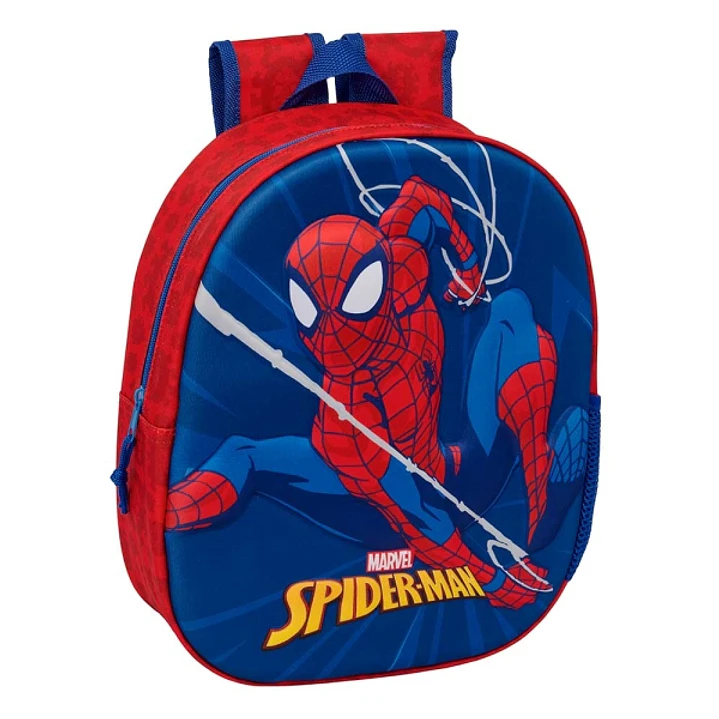 Safta Spider-Man Mochila 3D - Portabotellas - Hombreras Acolchadas - Asa de Mano Superior - 27x33x10cm - Color Rojo y Azul 1