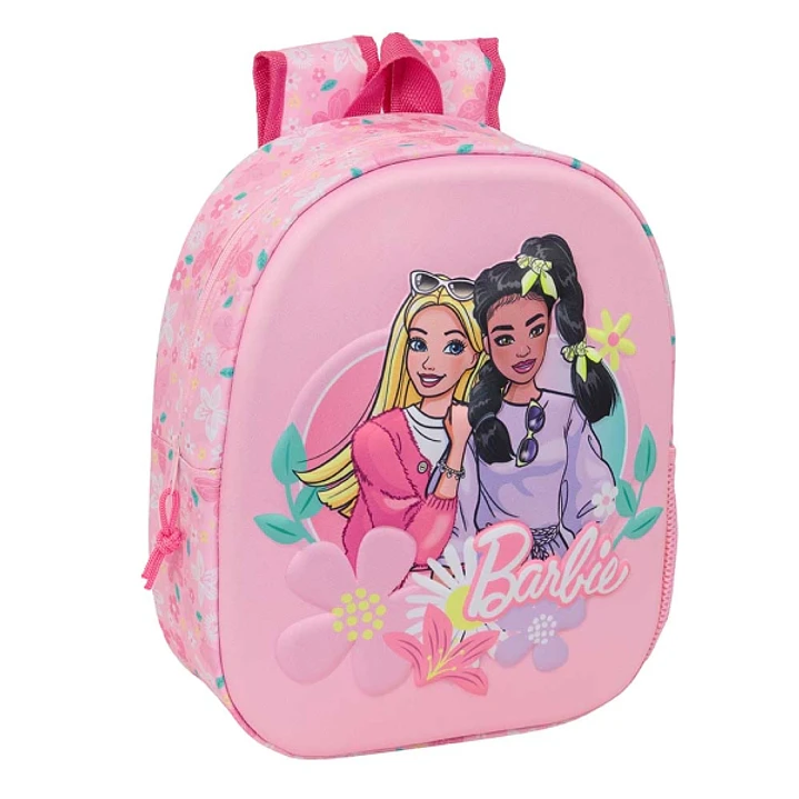 Safta Barbie Mochila 3D - Portabotellas - Hombreras Acolchadas - Asa de Mano Superior - 27x33x10cm - Color Rosa 1