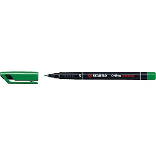 Stabilo OHPen Rotulador Permanente - Punta Superfina - Trazo de 0.4mm - Agarre Antideslizante - Tapon Ventilado - Color Verde