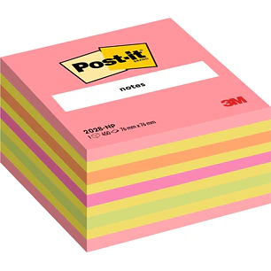 Post-It Cubo de 450 Notas Adhesivas Reposicionables - Forma Cuadrada - 76x76mm - Colores Surtidos