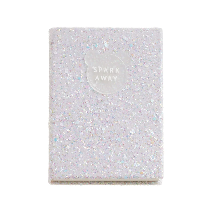 Miquel Rius Back2Fun Cuaderno Encolado con Cubierta de Purpurina Blanco y Patch de Silicona - 96 Hojas Punteadas de Papel 100 g/m2 1