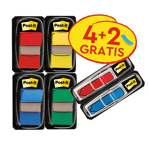 Post-It Index Pack de 6 Dispensadores con Marcadores de Indice Reposicionables - Forma Rectangular - Colores Surtidos