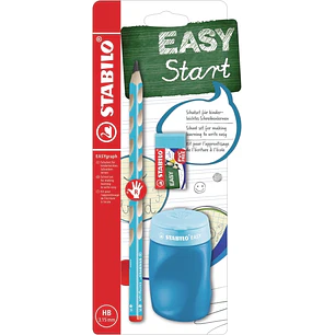 Stabilo Easygraph Pack con Lapiz de Grafito + Sacapuntas con Deposito + Goma de Borrar - Mina HB de 3.15mm - Diseño Ergonomico - Uso Diestro - Color A