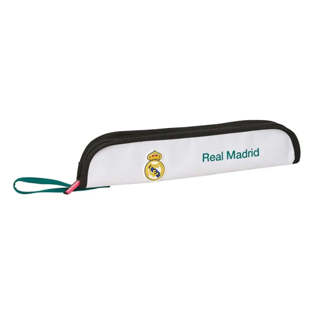 Safta Real Madrid Equipacion 26/27 Portaflautas - Interior Acolchado - Alojamiento para Varilla - Asa Lateral - Borde Reforzado - 37x8x2cm - Color Bla 1