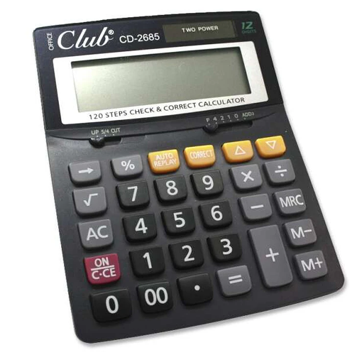 Ingraf CD-2685-12Rp Calculadora de 12 Digitos - Tecla de Borrado - 3 Teclas de Memoria - Doble Cero y Porcentaje - Suma Extragrande - Alimentacion Sol 1