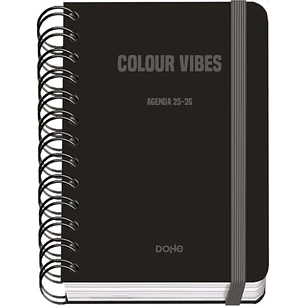 Dohe Colour Vibes Agenda Escolar 25/26 Espiral Wireo A6 - Dia Pagina - Papel 80g/m2 - 4 Hojas de Pegatinas - Cubierta de Carton Plastificado - Cierre