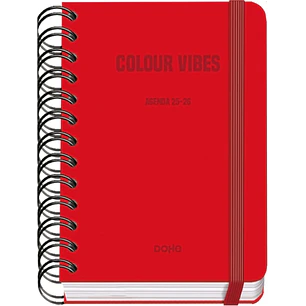 Dohe Colour Vibes Agenda Escolar 25/26 Espiral Wireo A6 - Dia Pagina - Papel 80g/m2 - 4 Hojas de Pegatinas - Cubierta de Carton Plastificado - Cierre