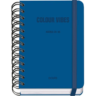 Dohe Colour Vibes Agenda Escolar 25/26 Espiral Wireo A6 - Dia Pagina - Papel 80g/m2 - 4 Hojas de Pegatinas - Cubierta de Carton Plastificado - Cierre