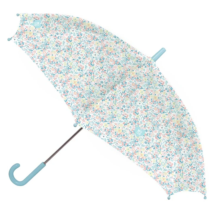 Safta Moos Fiori Paraguas Manual de 86cm - 8 Paneles - Asa y Punta de PVC - Poliester - Nervios de Acero de 8mm - Color Blanco 1