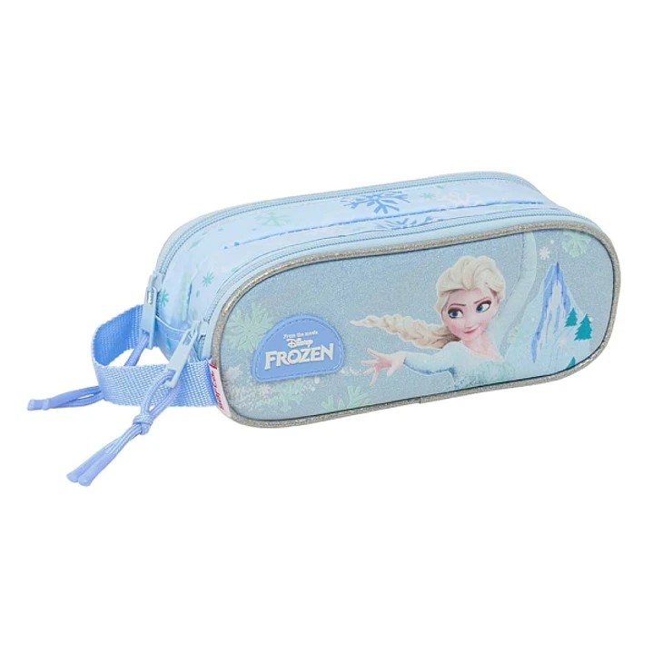Safta Frozen Portatodo - 2 Compartimentos con Cremallera - Asa Lateral - Capacidad 1L - 21x8x6cm - Color Azul Pastel 1