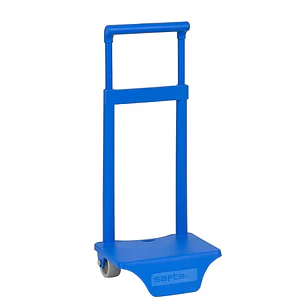 Safta Carro Portamochilas - Sujecion Universal - Material Resistente de Polipropileno - Ruedas de PVC Silenciosas - 18x16x35cm - Color Azul