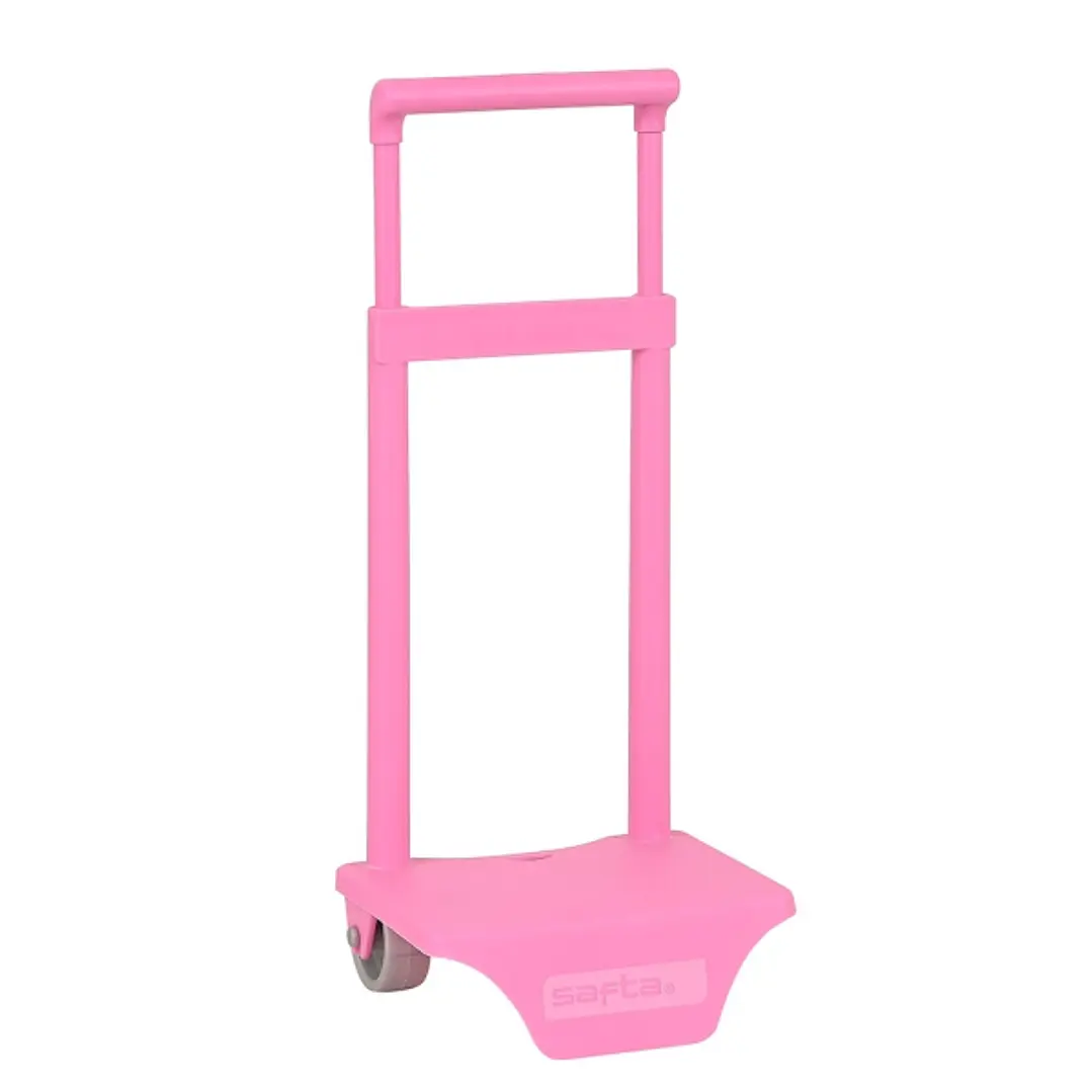 Safta Carro Portamochilas - Sujecion Universal - Material Resistente - Ruedas de PVC - 18x16x35cm - Color Rosa 1