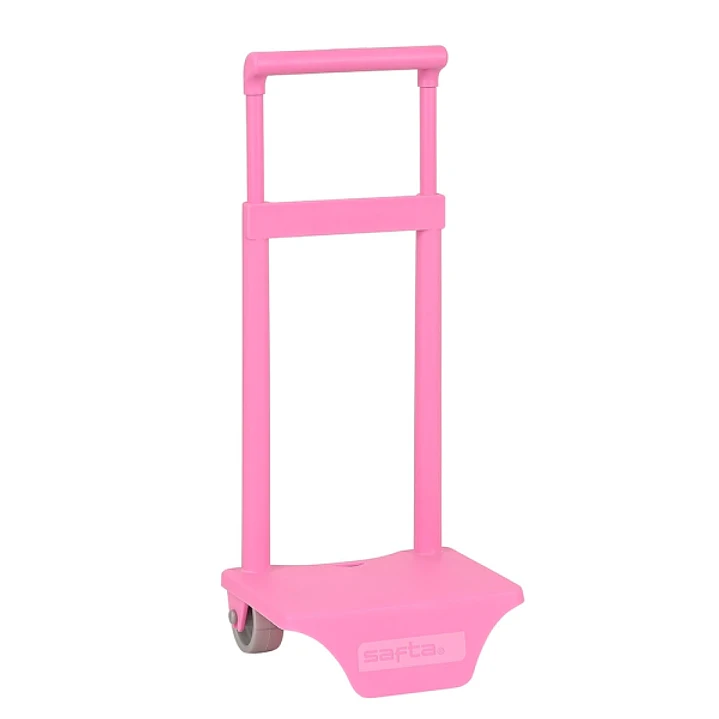 Safta Carro Portamochilas - Sujecion Universal - Material Resistente - Ruedas de PVC - 18x16x35cm - Color Rosa 1