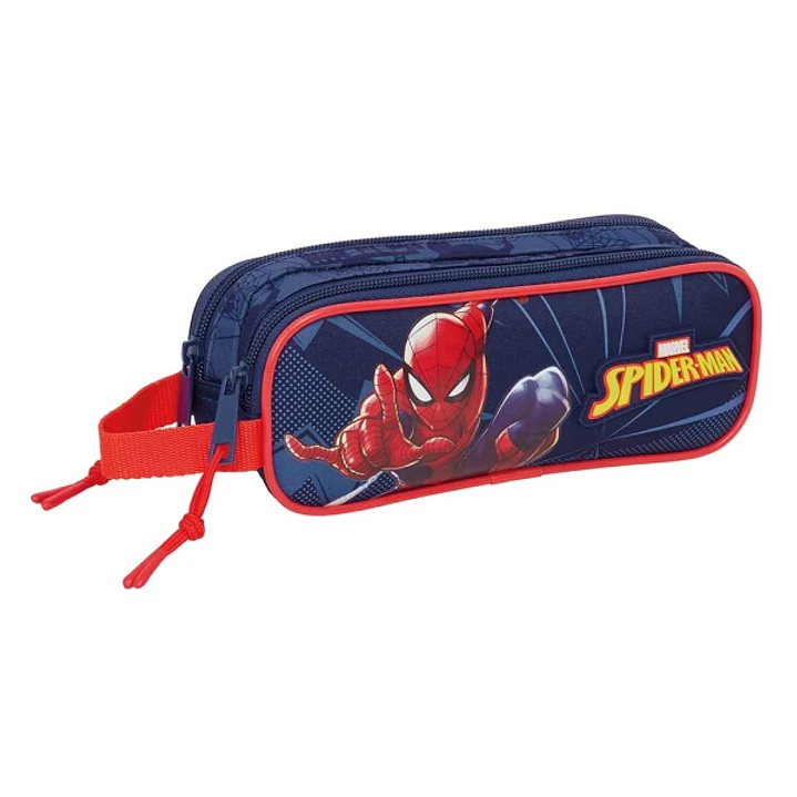 Safta Spider-Man Portatodo - 2 Compartimentos con Cremalleras - Asa Lateral - 1L - 210x60x80mm - Color Azul Marino 1