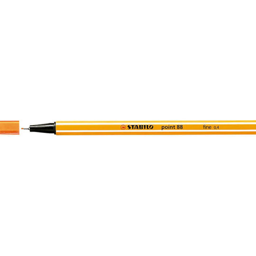 Stabilo Point 88 Rotulador de Punta Fina de Fibra - Trazo de 0.4 mm - Tinta con Base de Agua - Color Naranja 1