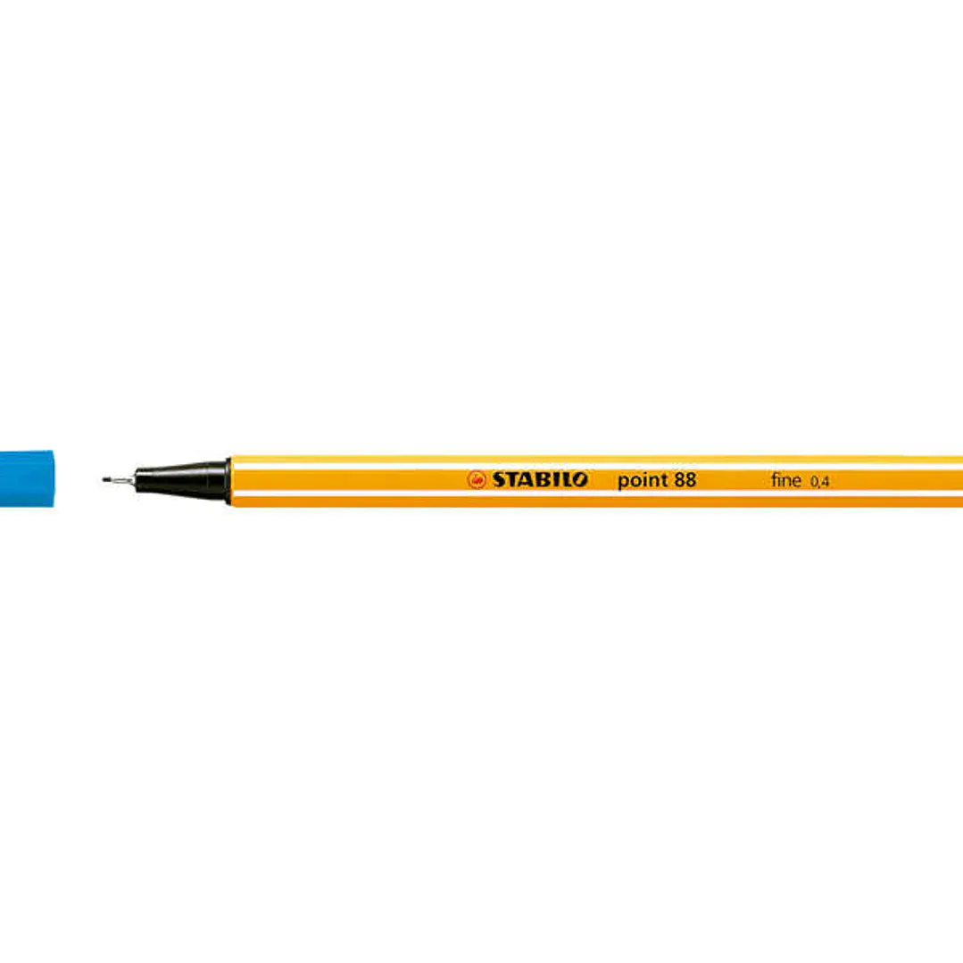 Stabilo Point 88 Rotulador de Punta Fina de Fibra - Trazo de 0.4 mm - Tinta con Base de Agua - Color Azul 1